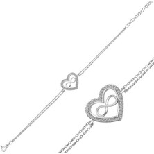 Gumush Hk Gümüş Kadın Bileklik Kalp Sonsuzluk |Gümüş Takı Hediyelik Ürünler