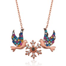 Gumush Hk Gümüş Kadın Kolye Aşk Kuşları |Gümüş Takı Hediyelik Ürünler