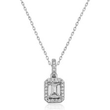 Gumush Hk Gümüş Kadın Kolye Baget Taşlı |Gümüş Takı Hediyelik Ürünler