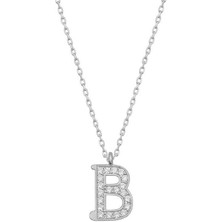 Gumush Hk Gümüş Kadın Kolye Rodyum B Harfi |Gümüş Takı Hediyelik Ürünler