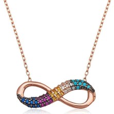 Gumush Hk Gümüş Kadın Kolye Renkli Sonsuzluk |Gümüş Takı Hediyelik Ürünler