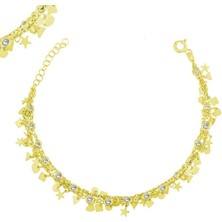 Gumush Hk Gümüş Kadın Bileklik Gold Şans |Gümüş Takı Hediyelik Ürünler