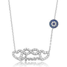 Gumush Hk Gümüş Kadın Kolye Sonsuzluk Kalp Annem |Gümüş Takı Hediyelik Ürünler