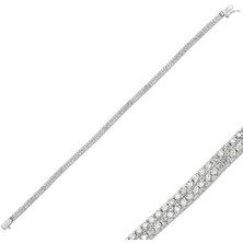 Gumush Hk Gümüş Kadın Bileklik İki Sıra Su Yolu |Gümüş Takı Hediyelik Ürünler