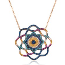 Gumush Hk Gümüş Kadın Kolye Yaşam Güneşi Nazar |Gümüş Takı Hediyelik Ürünler