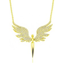 Gumush Hk Gümüş Kadın Kolye Gold Mikail Meleği |Gümüş Takı Hediyelik Ürünler