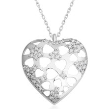 Gumush Hk Gümüş Kadın Kolye Bombeli Kalp |Gümüş Takı Hediyelik Ürünler