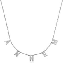 Gumush Hk ​Gümüş Kadın Kolye Annem Yazılı |Gümüş Takı Hediyelik Ürünler