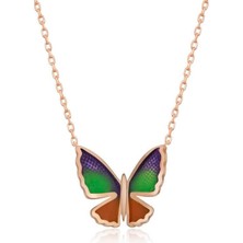 Gumush Hk Gümüş Kadın Kolye Rose Minimal Kelebek |Gümüş Takı Hediyelik Ürünler