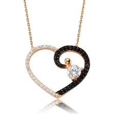 Gumush Hk Gümüş Kadın Kolye Kalpli Tek Taş |Gümüş Takı Hediyelik Ürünler