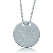 Gumush Hk Gümüş Kadın Kolye Ayetel Kürsi Yazılı Plaka |Gümüş Takı Hediyelik Ürünler