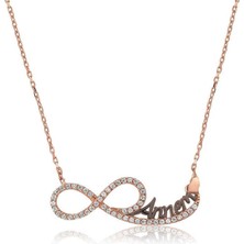 Gumush Hk Gümüş Kadın Kolye Annem Yazılı Sonsuzluk |Gümüş Takı Hediyelik Ürünler