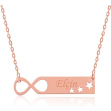 Gumush Hk Gümüş Kadın Kolye Rose Sonsuzluk Yıldızlı Kişiye Özel İsimli |Gümüş Takı Hediyelik Ürünler