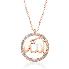 Gumush Hk Gümüş Kadın Kolye Rose Arapça Allah Yazılı |Gümüş Takı Hediyelik Ürünler