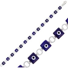 Gumush Hk Gümüş Kadın Bileklik Kare Nazar |Gümüş Takı Hediyelik Ürünler