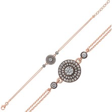 Gumush Hk Gümüş Kadın Bileklik Rose Elmas Montür Çiçek |Gümüş Takı Hediyelik Ürünler