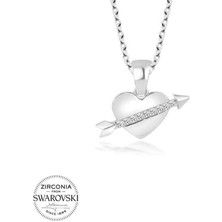 Gumush Hk Gümüş Kadın Kolye Kristal Taşlı Kalp |Gümüş Takı Hediyelik Ürünler