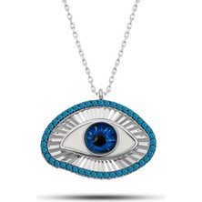 Gumush Hk Gümüş Kadın Kolye Mavi Göz Koruyucu |Gümüş Takı Hediyelik Ürünler