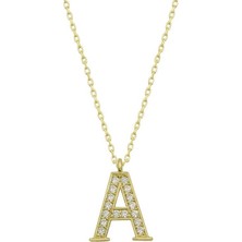 Gumush Hk Gümüş Kadın Kolye Gold A Harfi |Gümüş Takı Hediyelik Ürünler