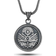 Gumush Hk Gümüş Erkek Kolye Osmanlı Devlet Armalı Cevşen |Gümüş Takı Hediyelik Ürünler