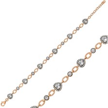 Gumush Hk Gümüş Kadın Bileklik Rose Kalpler |Gümüş Takı Hediyelik Ürünler