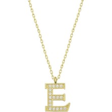 Gumush Hk Gümüş Kadın Kolye Gold E Harfi |Gümüş Takı Hediyelik Ürünler