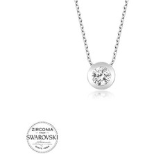 Gumush Hk Gümüş Kadın Kolye Kristal Taşlı Çember Tektaş |Gümüş Takı Hediyelik Ürünler