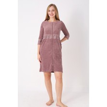 Intensive Collection Kiremit Fermuarlı Dantelli Cepli Pamuklu Havlu Truvakar Kollu Elbise