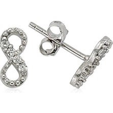 Gumush Hk Gümüş Kadın Küpe Çivili Sonsuzluk |Gümüş Takı Hediyelik Ürünler