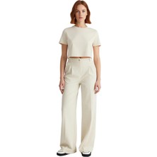 Ersefa Kadın Haki Palazzo Pantolon Yüksek Bel Fonksiyonel Dayanıklı Kaliteli Konforlu Estetik Şık