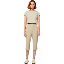 Ersefa Kadın Beige Dar Paça Kapri Pantolon Elastik Detaylı Şık Tasarım Fonksiyonel Dayanıklı Spor