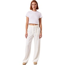 Ersefa Kadın Düşük Bel Bağcıklı Wide Leg Pantolon Fonksiyonel Dayanıklı Kaliteli Konforlu Estetik