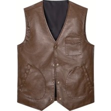 Nyc Giyim Tekstil Pu Deri Yatay Torba Cepli Orta Kalın Yelek