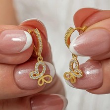 Gumush Hk Gümüş Kadın Küpe Sallantılı Gold Kelebek |Gümüş Takı Hediyelik Ürünler