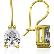 Gumush Hk ​Gümüş Kadın Küpe Gold Sallantılı Damla |Gümüş Takı Hediyelik Ürünler