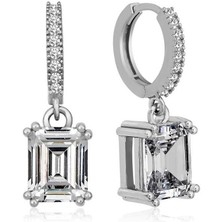 Gumush Hk Gümüş Kadın Küpe Baget Taşlı Halka |Gümüş Takı Hediyelik Ürünler