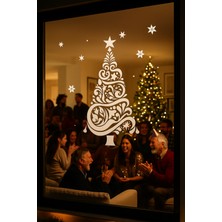 Alpkan Happy New Year Sticker Çıkartma Yeni Yıl Süsü Parti Cam Süsü Noel Ağacı Kar Tanesi