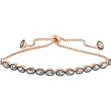 Gumush Hk Gümüş Kadın Bileklik Rose Oval Kesim Elmas Montür Asansör |Gümüş Takı Hediyelik Ürünler