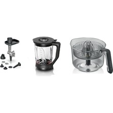 Bosch Mums 6 Kıyma Çekme Aparatı-Narenciye Sıkacağı-Cam Blender Aparatı 3lü Set