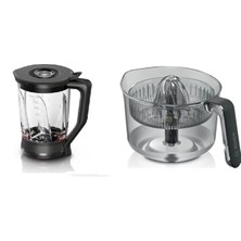 Bosch Mums 6 Serisi Uyumlu Narenciye Sıkacağı ve Cam Blender Aparatı 2li Set