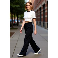 PayBuy Kadın Geniş Paça Yüksek Bel Örme Pantolon Fonksiyonel Dayanıklı Kaliteli Konforlu Estetik Şık