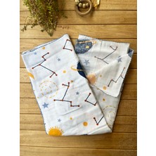 Mammaso Bebek Müslin Battaniye 85×80 cm – Gezegen Desenli %100 Pamuk – Yumuşak & Nefes Alabilen Bebek Battaniyesi