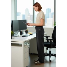 FRM Kadın Antrasit Genis Paça Denim Pantolon Fonksiyonel Dayanıklı Kaliteli Konforlu Estetik Şık