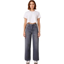 Ersefa Kadın Cool & Comfort Geniş Paça Yüksek Bel Jean Fonksiyonel Dayanıklı Kaliteli Konforlu Şık