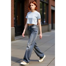 PayBuy Kadın Wide Leg Yüksek Bel Denim Pantolon Fonksiyonel Dayanıklı Kaliteli Konforlu Estetik Şık