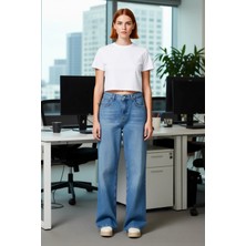 FRM Kadın Antrasit Wide Leg Denim Pantolon Fonksiyonel Dayanıklı Kaliteli Konforlu Estetik Şık