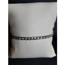 Mryart Gümüş Renk Unisex Çelik Kalın Örme Zincir Çelik Bileklik