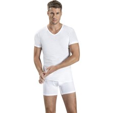 Jiber Erkek 5'li Beyaz V Yaka Yarım Kol Fanila Atlet