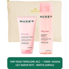 Nuxe  Very Rose Temizleme Jeli  + Tonik  Hassas Cilt Bakım Seti - Hediye Çantalı