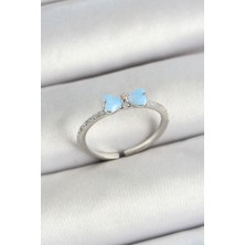 Dktt Pirinç Fiyonk Figürlü Zirkon Taşlı Gümüş Renk Ayarlanabilir Kadın Yüzük - TJ-BYK3761